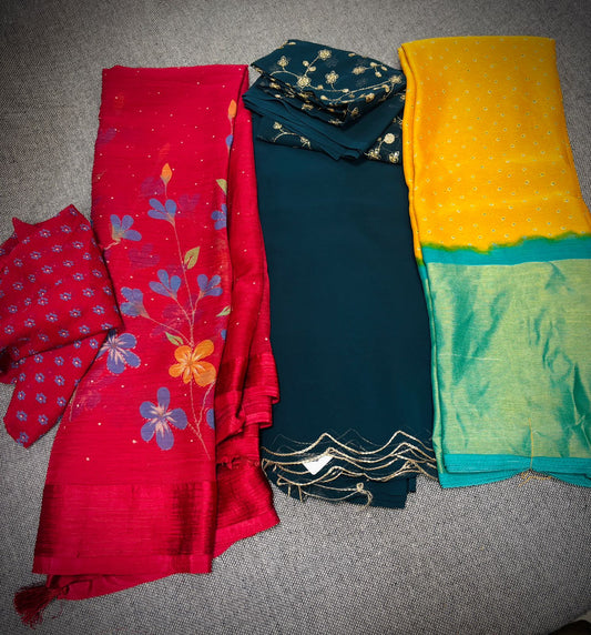 పెట్టుబడి చీరలు
1+1+1 Buy 2 get 1 free