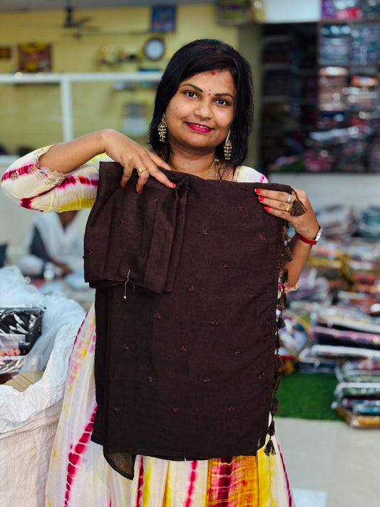 Designer Rangoli Sarees Coffee Brown