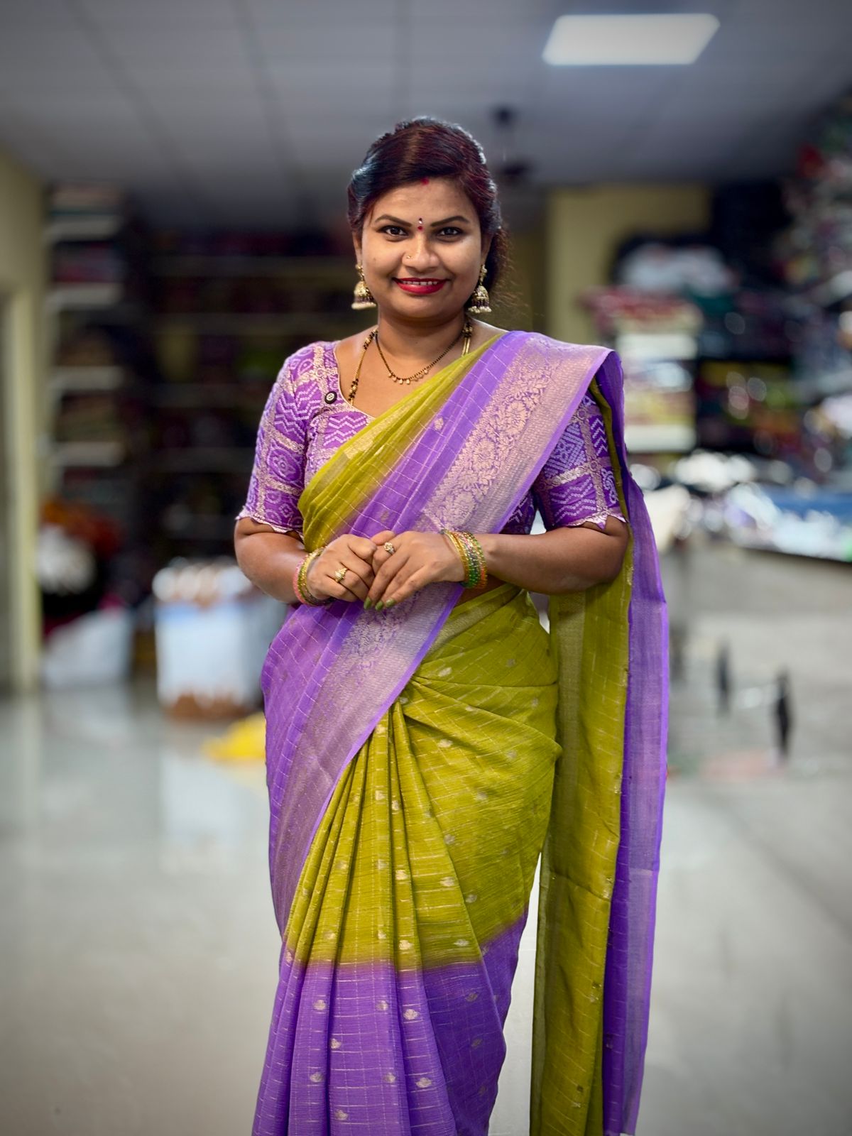 Lavender Chinnon Saree