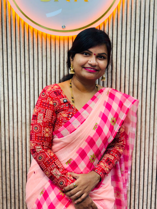 Kalamkari Readymade Blouse – XL Size (Elastic)
