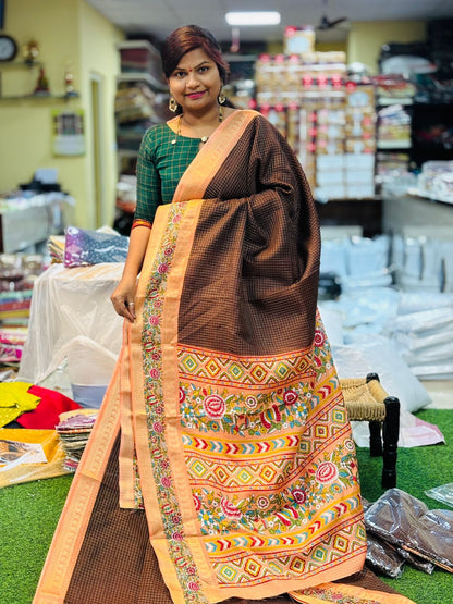 Coffee Kanchi Silk Saree