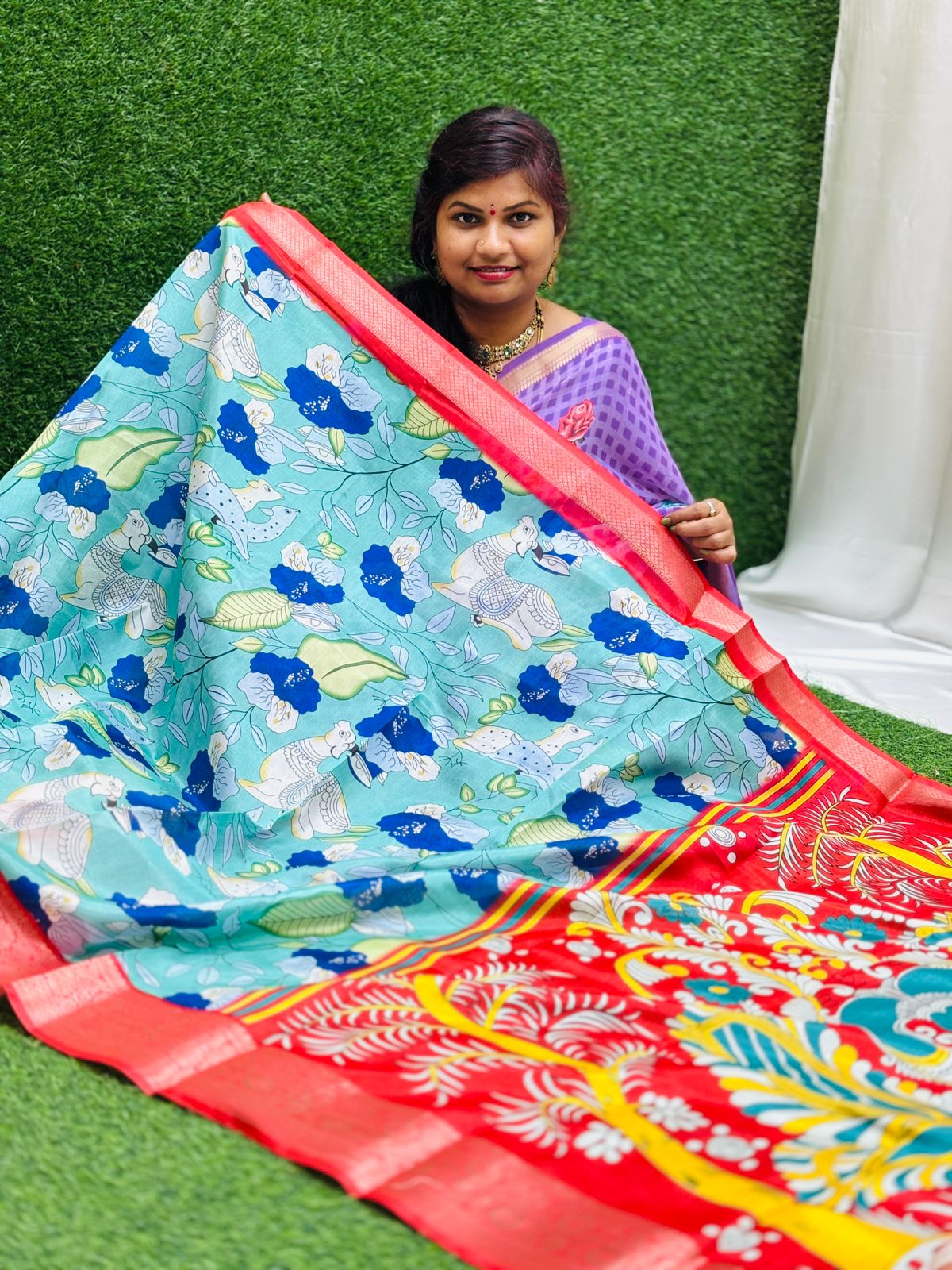 Mangalagiri Dola Kalamkari Saree