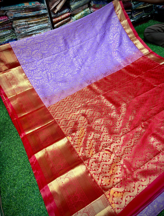 Lavender with red Kanchi sarees 16