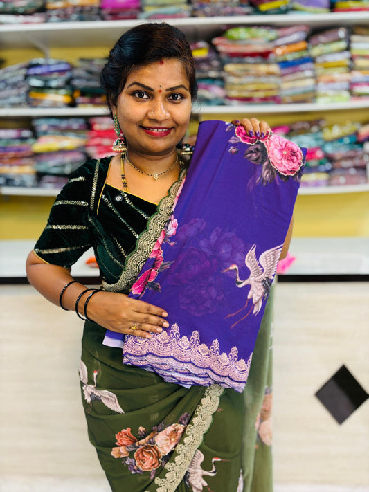 Premium georgette kardana work 
Cut work borders