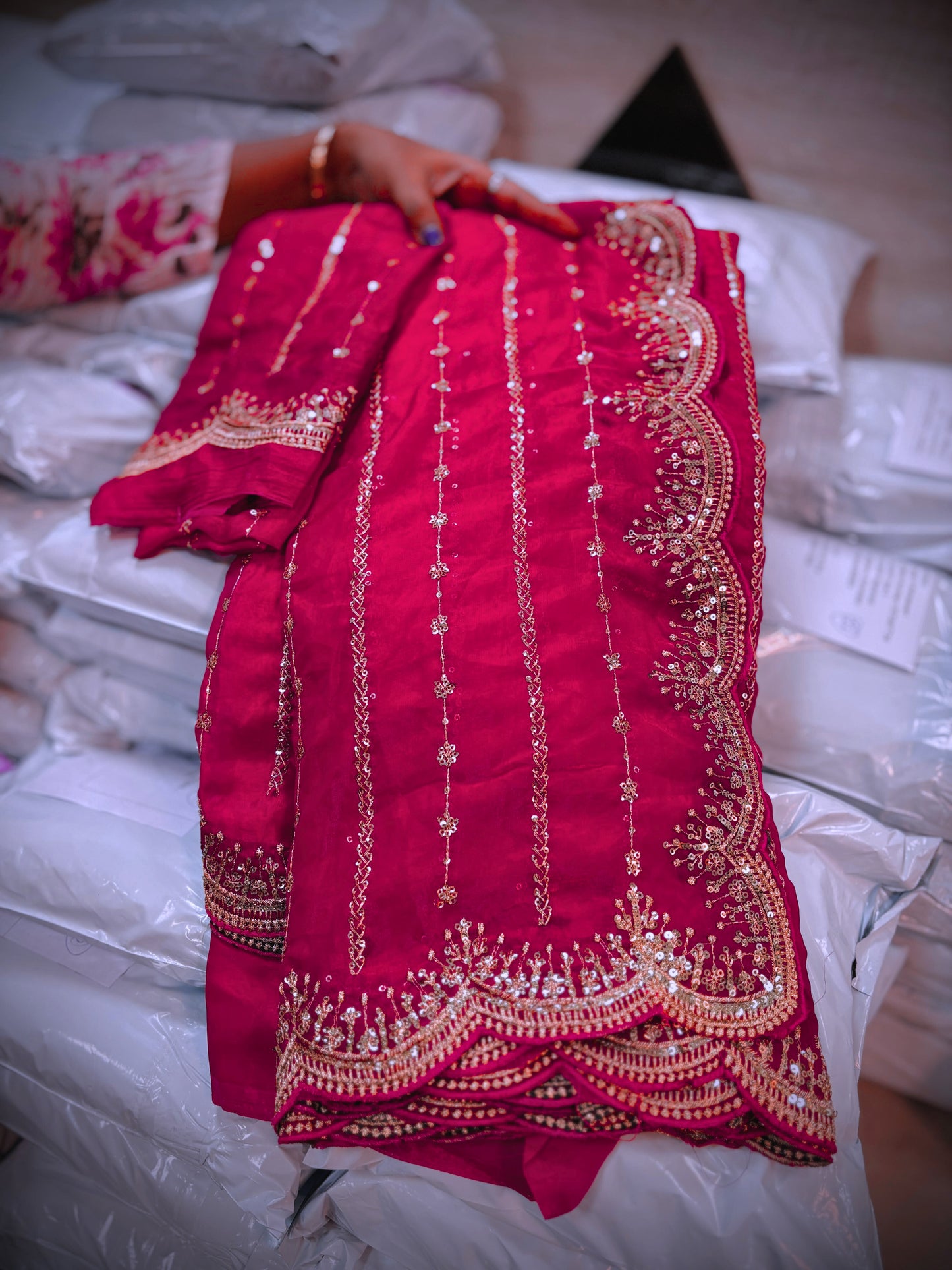 Pink Premium Space Silk Sarees