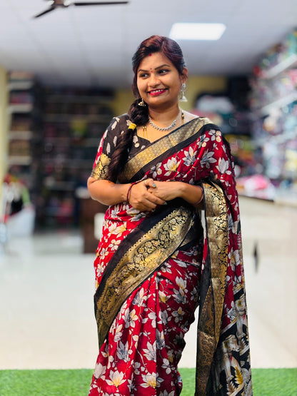 Premium Maheswari silk sarees with Kanchi peacock borders