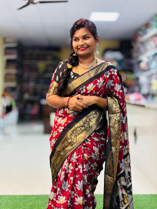 Premium Maheswari silk sarees with Kanchi peacock borders