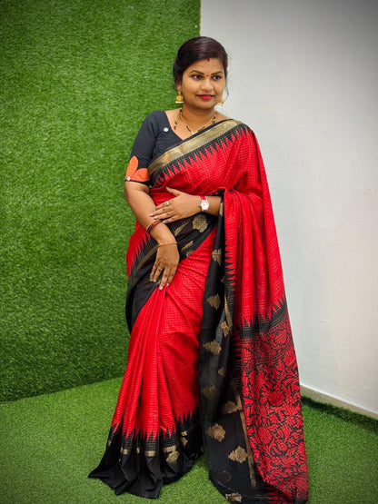 Semi Gadwal Pattern Soft Silk