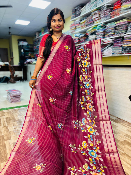 Vintage Mangalagiri Pattu with floweral detailings