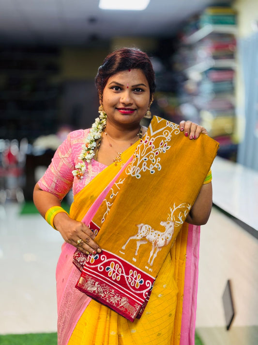 Maheswari silk with small borders