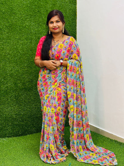 Azrak crepe sarees