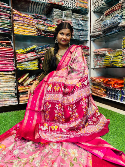 Kota floweral sarees with gap sequence borders