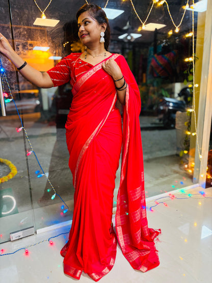 Premium chiffon crepe with small borders