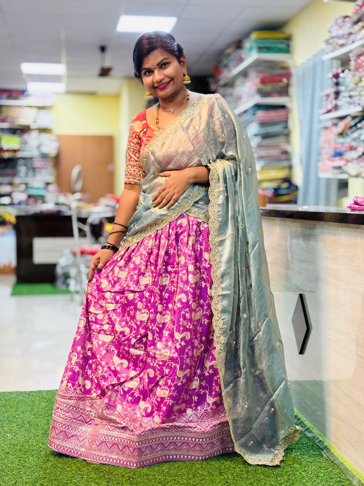 Banarasi Lehangas with Cutwork Duppata