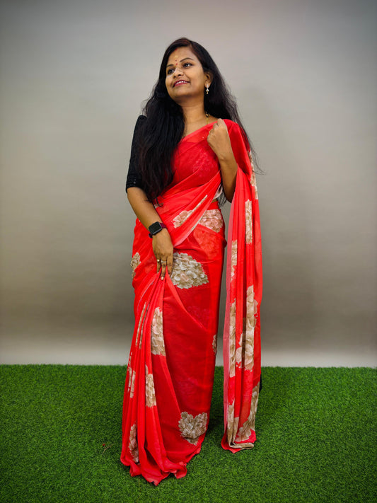 Heart Flower georgette sequence saree