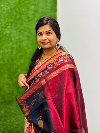 Pochampally Patola Pattu sarees 
Patola borders 
Digital print