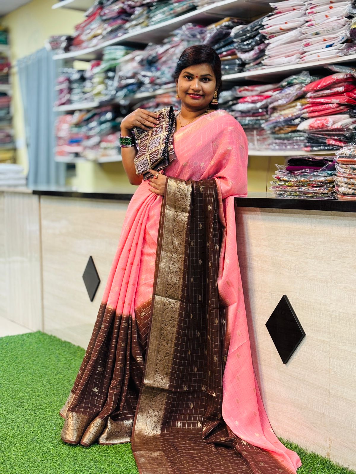 Chocolate Chinnon Saree