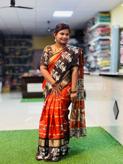 Uppada Rust Orange Saree
