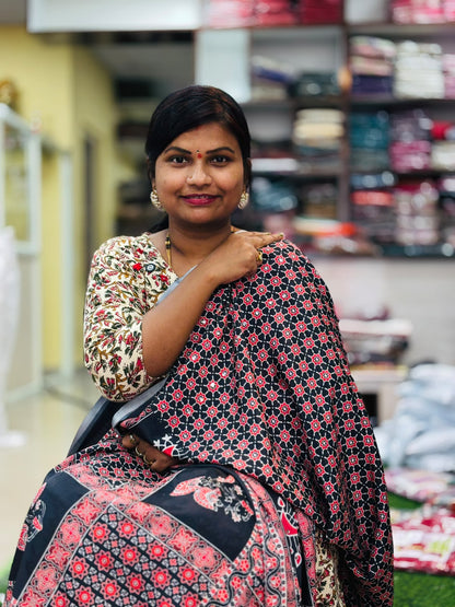 Azrak Satin Crepe Sarees