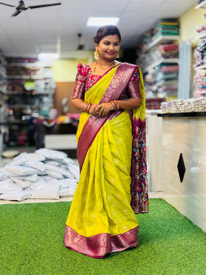 Parrot Green Moonga Kanchi silk