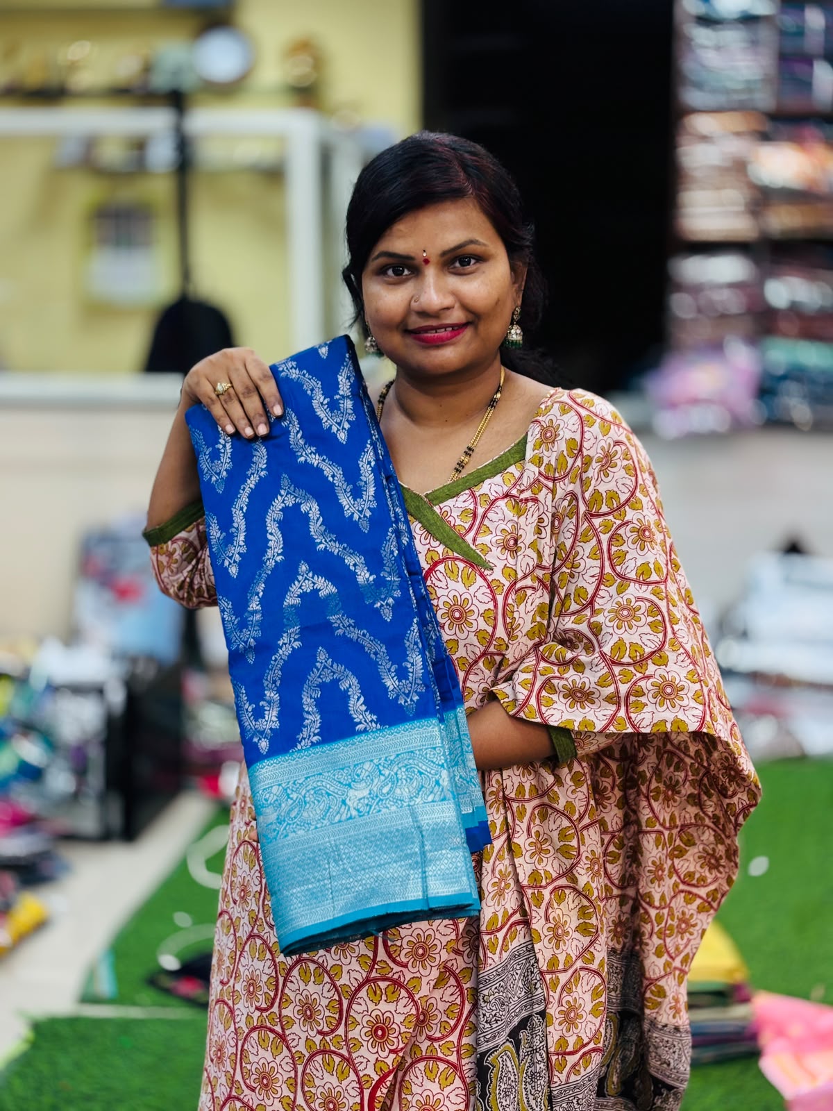 Necklace Banarasi Pattu Sarees Blue