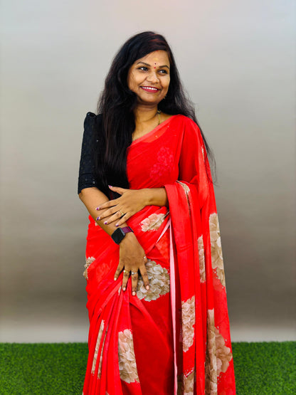 Heart Flower georgette sequence saree