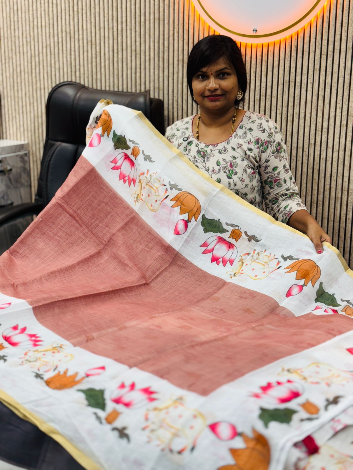 Pichwai Chanderi Lenin cotton