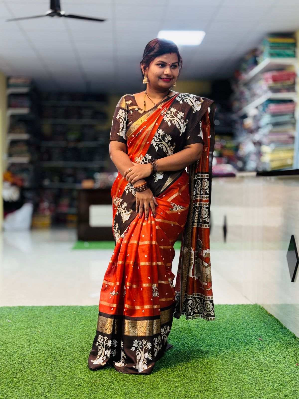 Uppada Rust Orange Saree