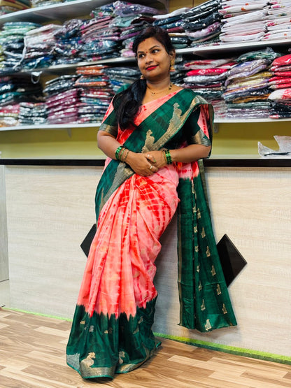 Tie and Die Mashroom Silk Sarees