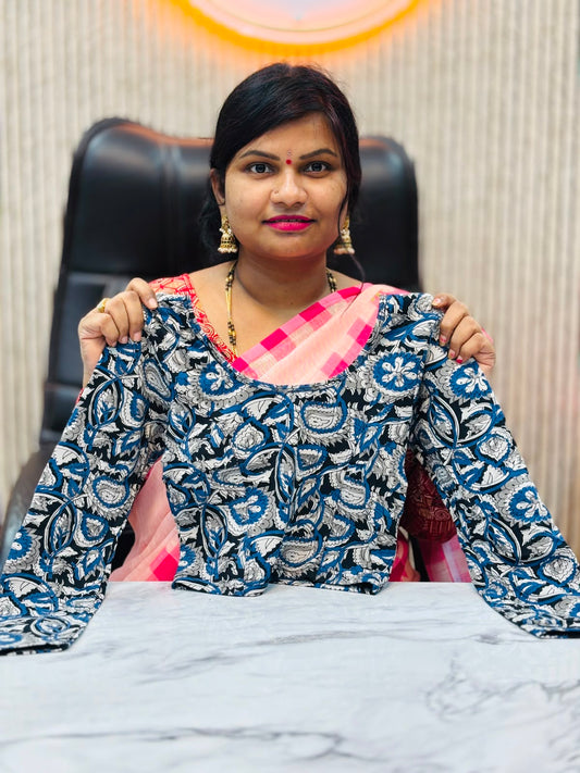 Kalamkari Readymade Blouse – XL Size (Elastic)