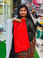 Azrak Chiffon Saree Red