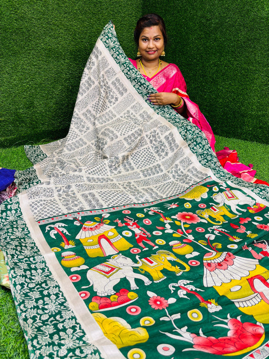 Madhubani kalamkari silk