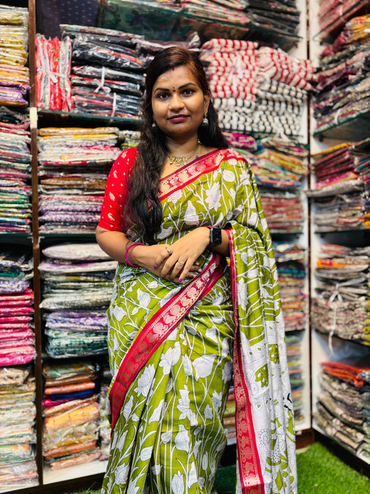 Maheswari silk with tulip designs