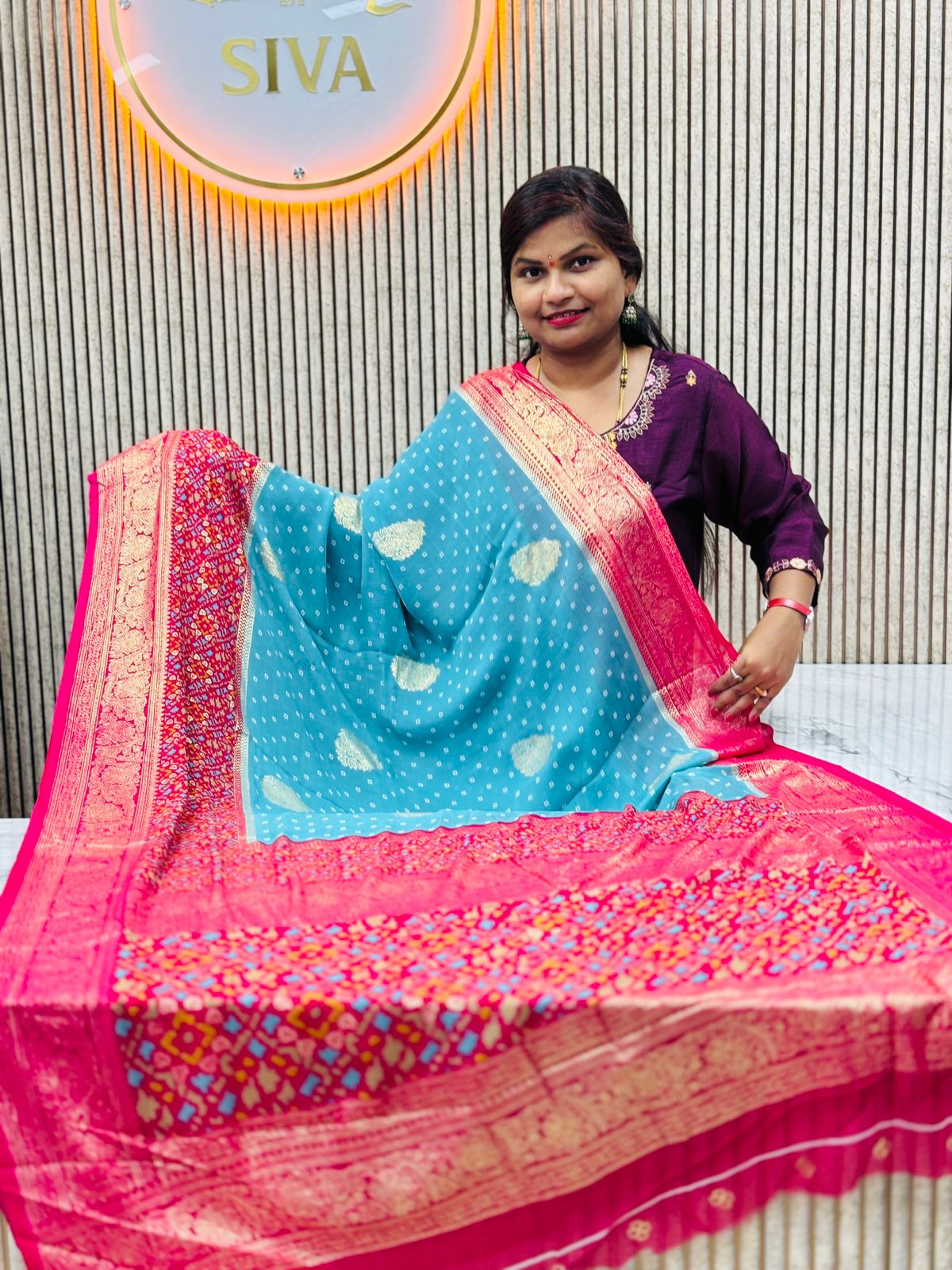 Bandhini Foil Print Saree