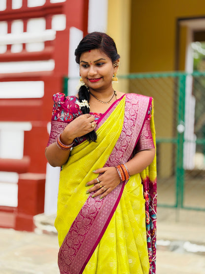 Parrot Green Moonga Kanchi silk