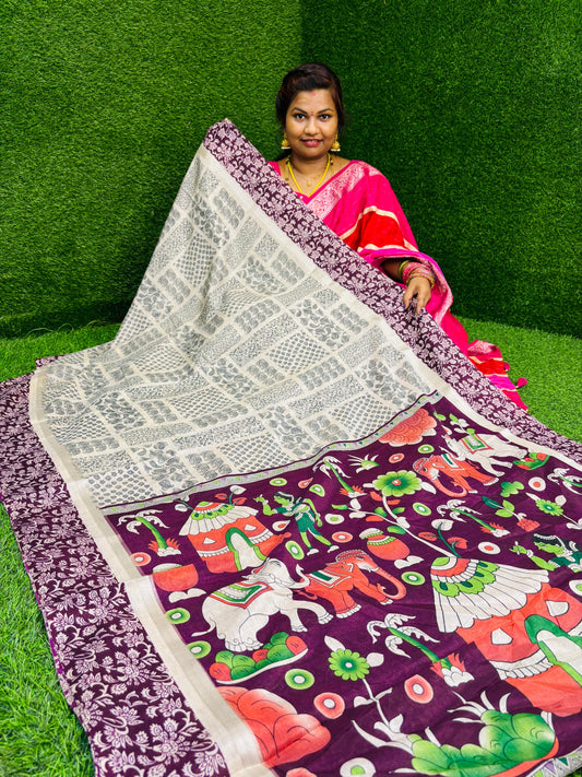 Madhubani kalamkari silk