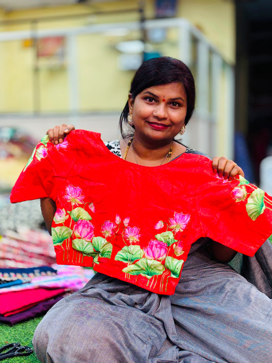 Raw Silk Zardosi Free size Blouse