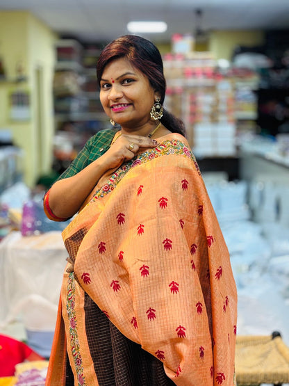 Coffee Kanchi Silk Saree