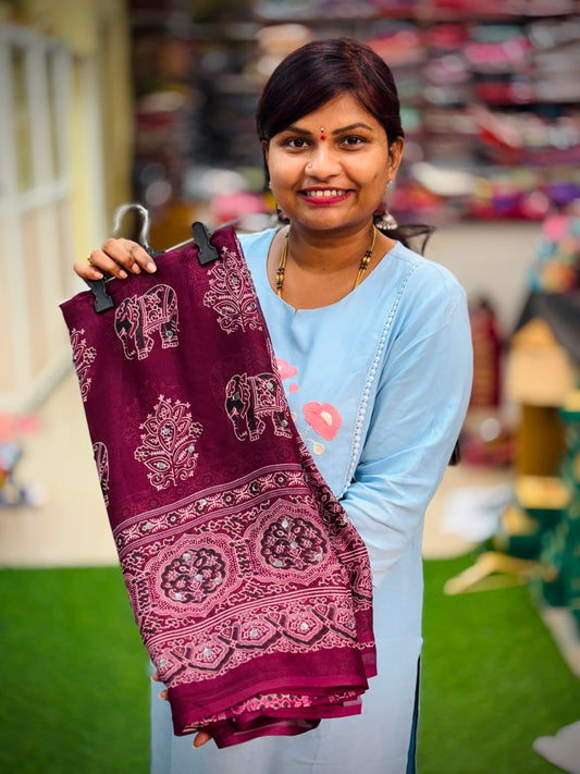 Azrak Elephants Sarees