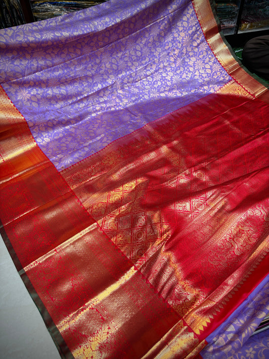 Lavender with red Kanchi sarees 12