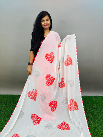 Heart Flower georgette sequence saree