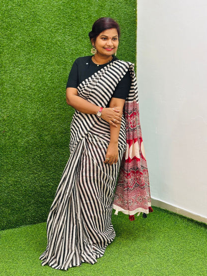 Azrak Lenin Cotton Saree