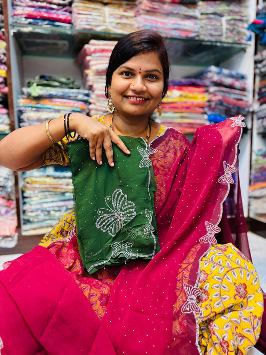 Butterfly space chiffons green