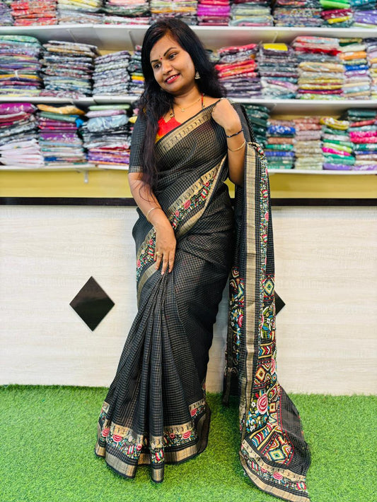 Black Kanchi Silk Saree