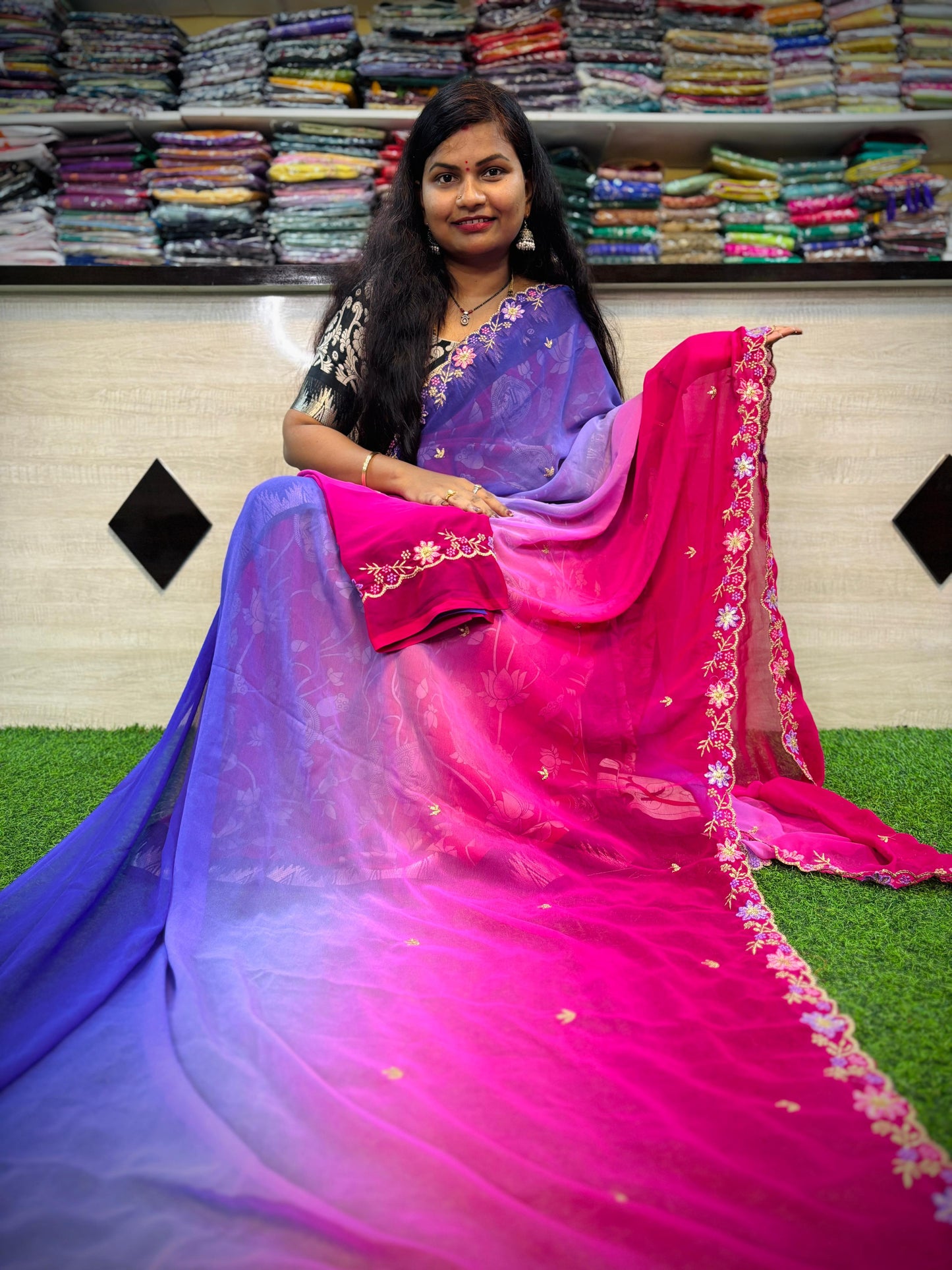 2D Georgette Cutwork