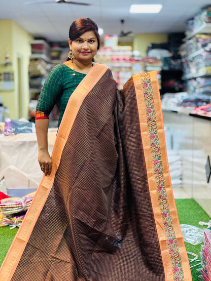 Coffee Kanchi Silk Saree