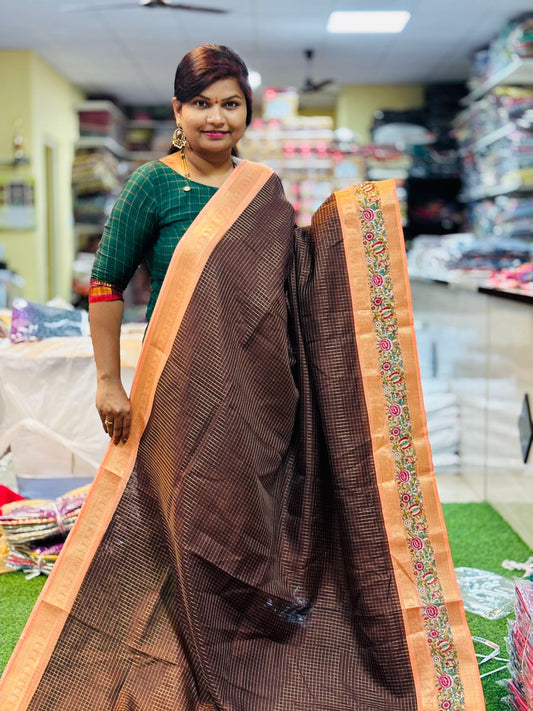 Coffee Kanchi Silk Saree