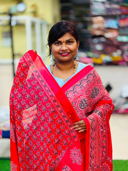 Azrak Elephants Sarees Red