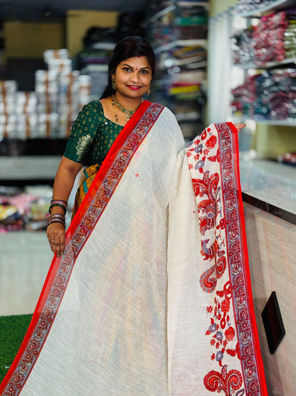 Premium Lenin Cotton Saree