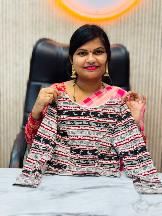 Kalamkari Readymade Blouse – XL Size (Elastic)